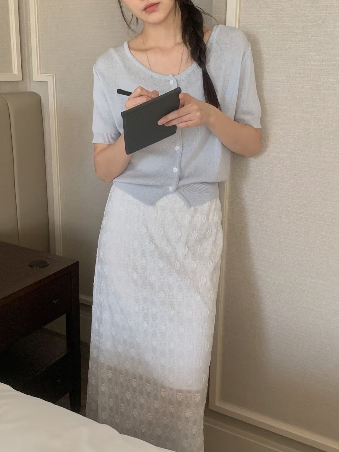 // 精緻刺繡lace橡筋腰中裙