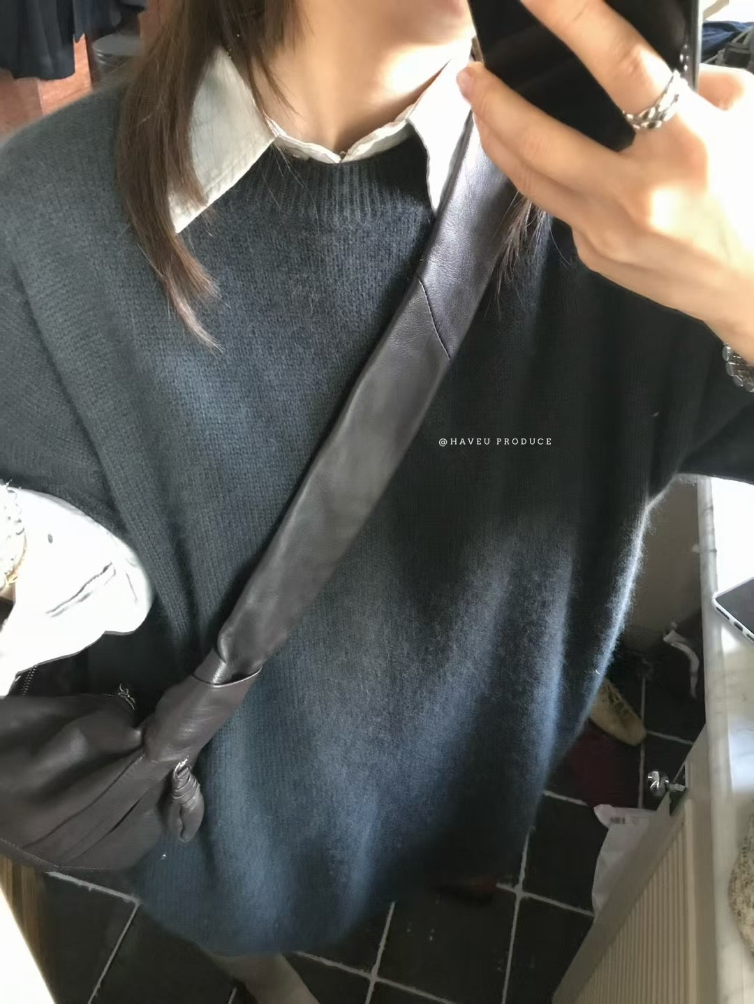 //raccoon+wool短袖長款針織