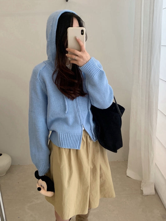 // 軟糯感20%羊毛上下拉鍊連帽CD