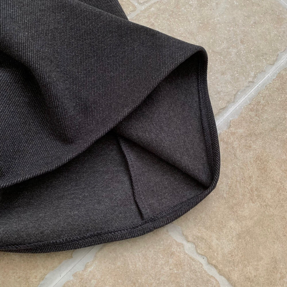 // 連腰包高品質毛呢壓褶中裙