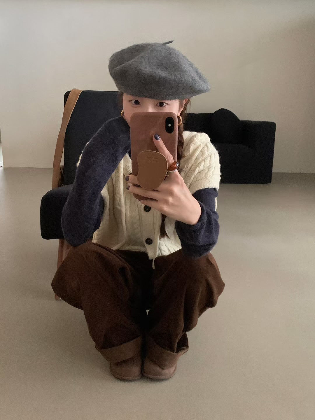 // 粗針質感連帽開胸背心