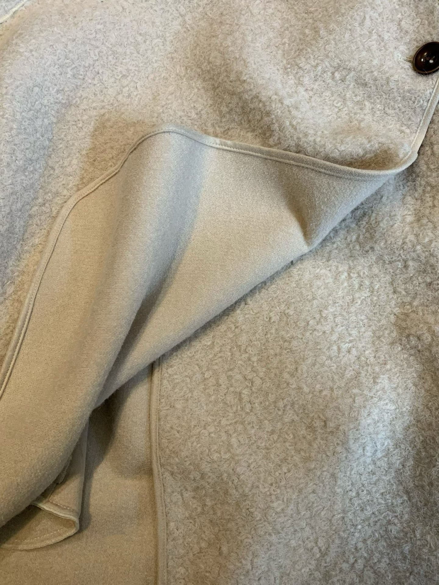 // 圈圈絨可立領中長外套