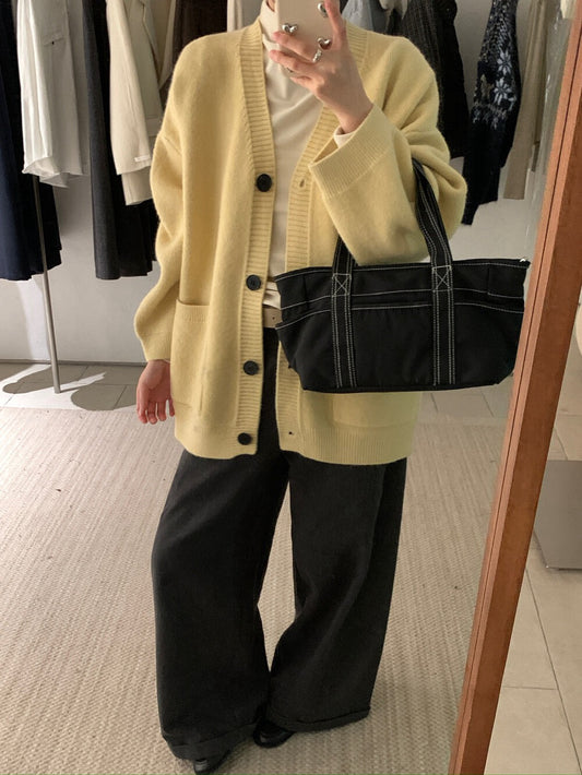 // 慵懶重磅靚色V領中長CD