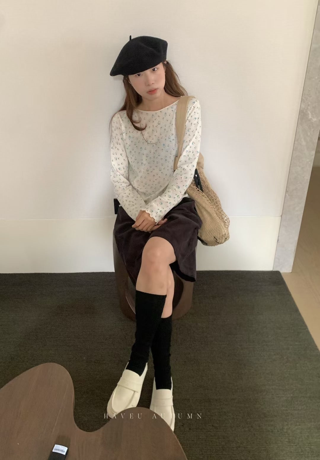 // 卷卷邊超軟糯親膚小碎花上衣