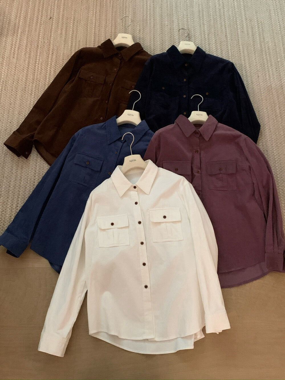 // 霧面感燈芯絨雙口袋SH