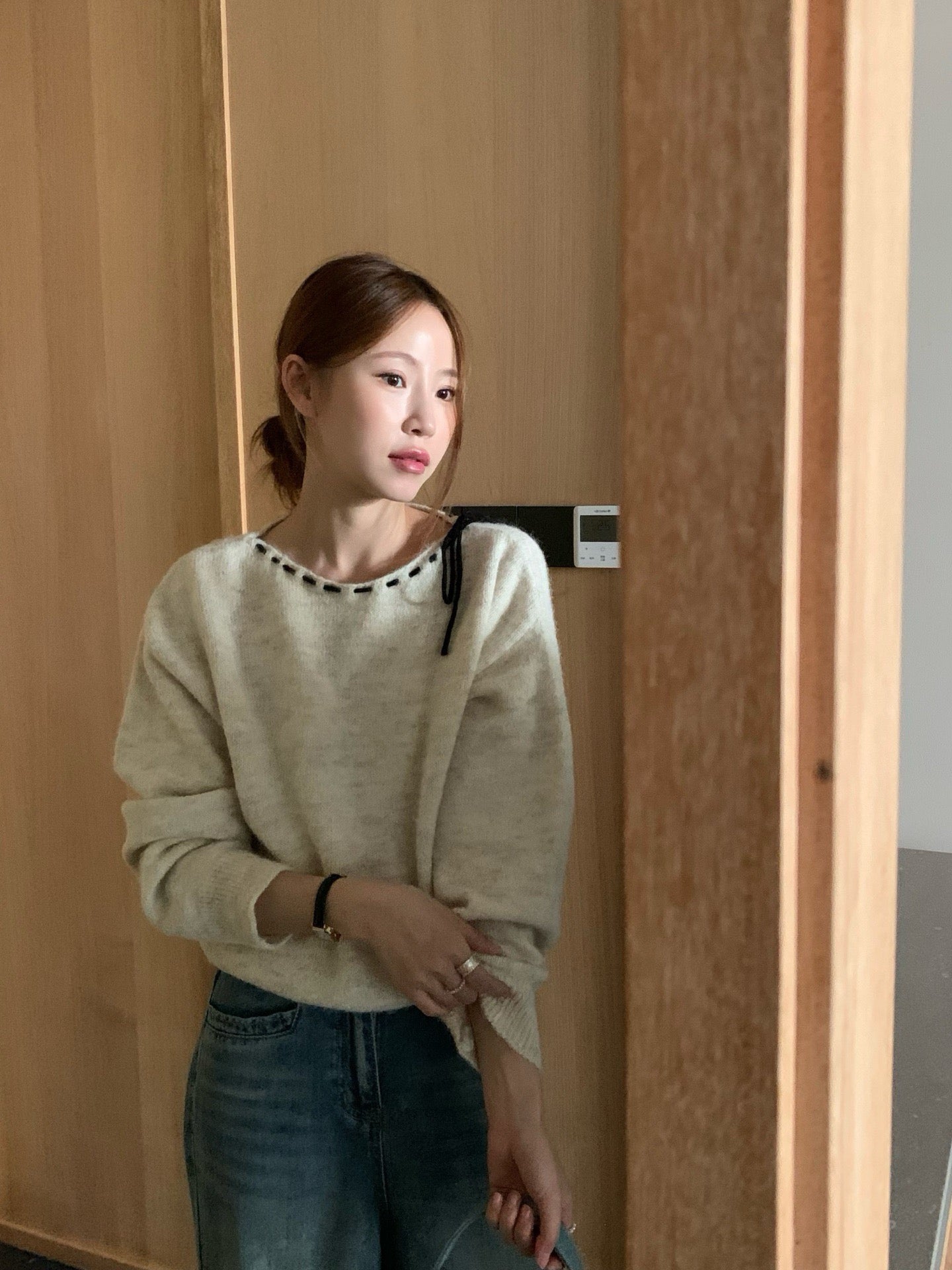 // 精緻撞色穿繩蝴蝶結毛絨感NT