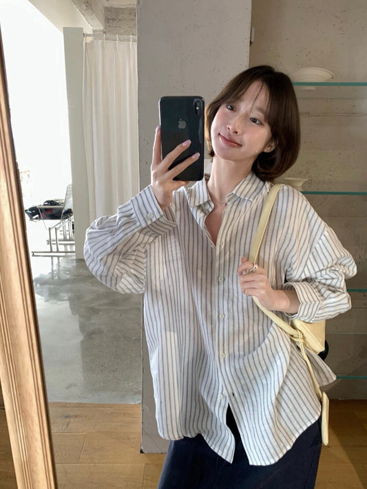 // 高質100%麻質間條恤衫