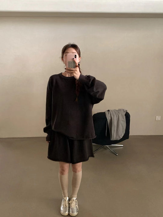 // 慵懶感毛衣+短褲套裝