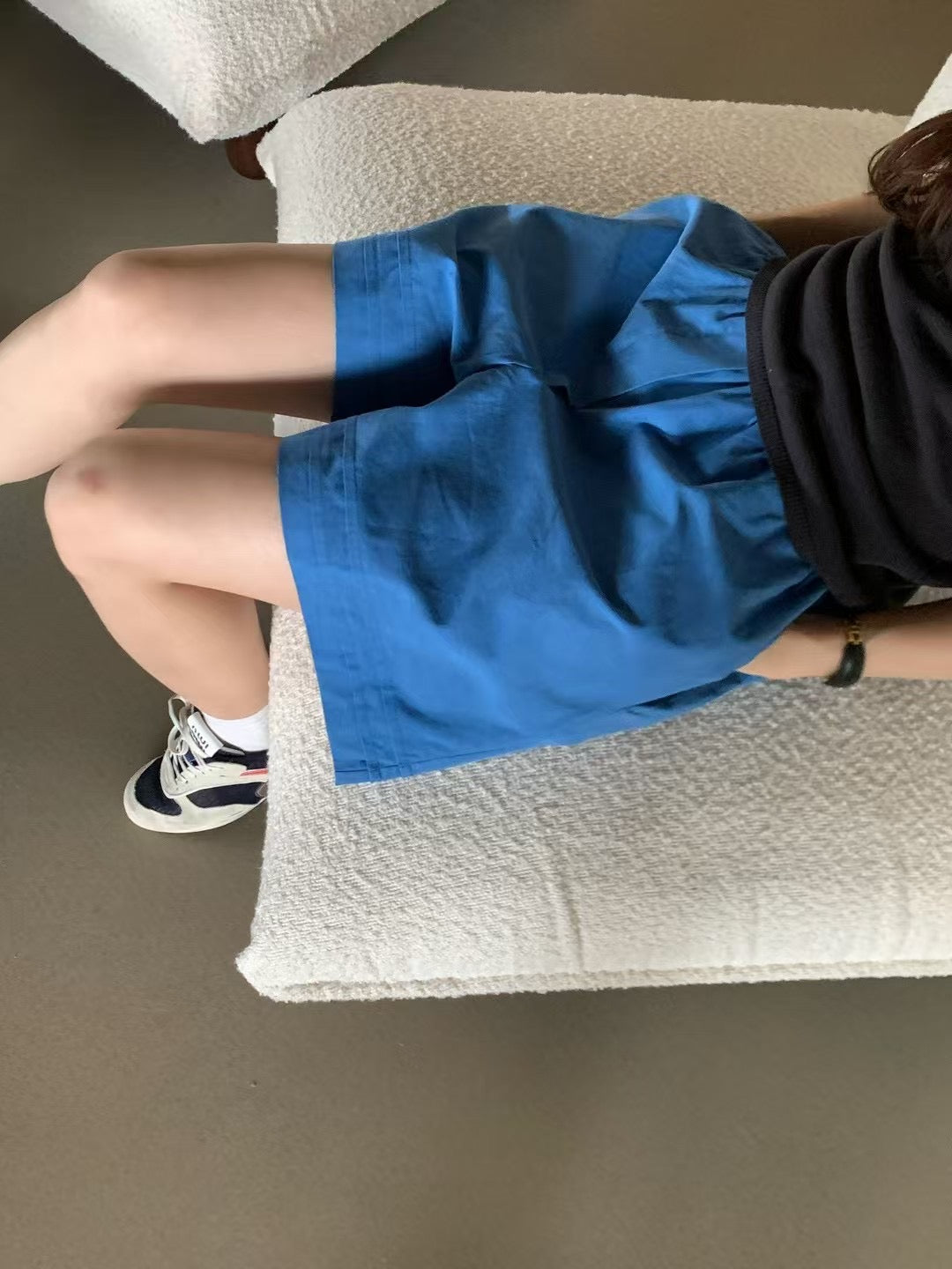 // lyocell親膚壓褶腳短褲