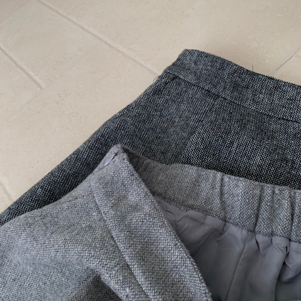 // 巨遮肉廓型毛呢中裙