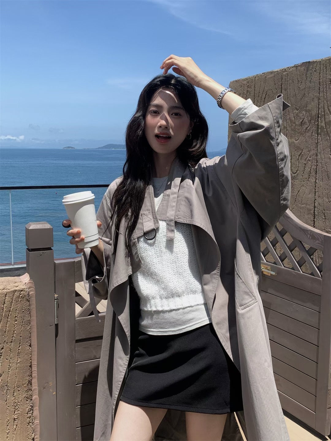 // 帥帥立領隨性trench coat