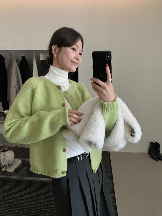 // 質感木質鈕扣落肩CD