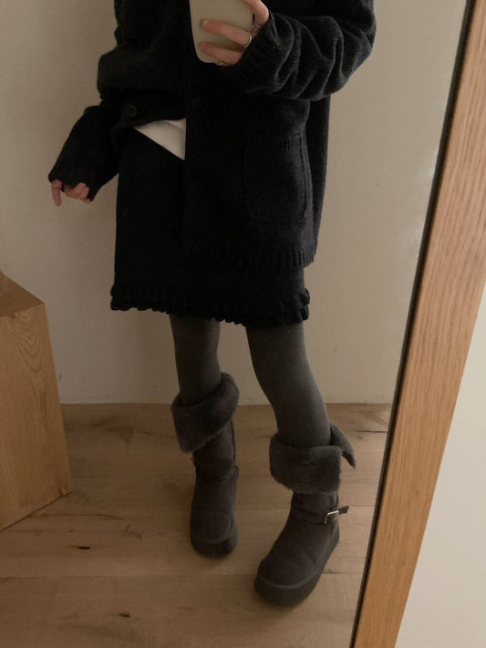 // 100%羊毛雙層荷葉邊短裙