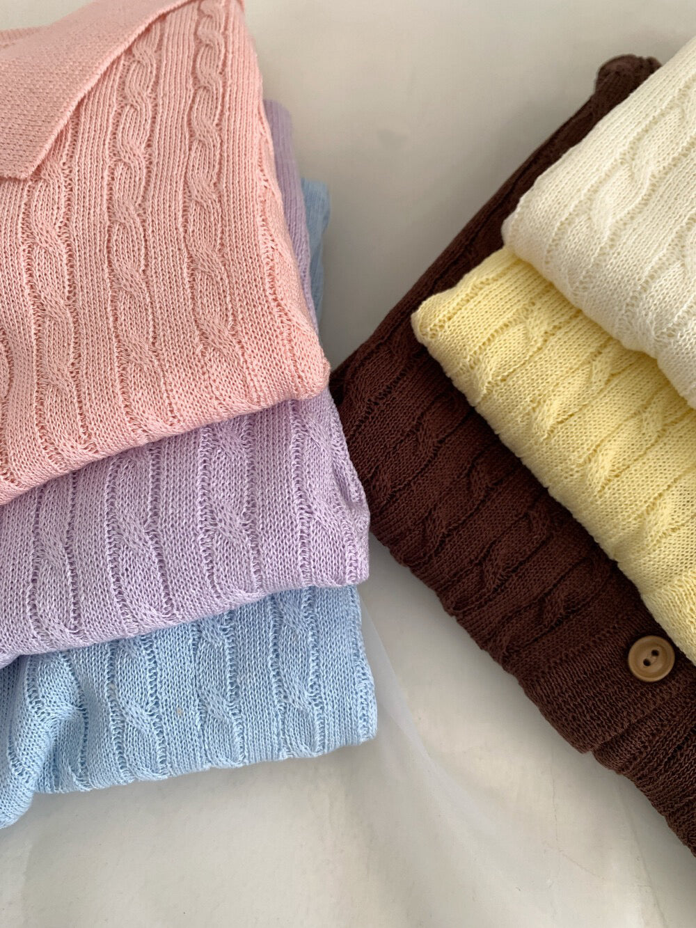 // 天絲麻透氣麻花polo背心針織