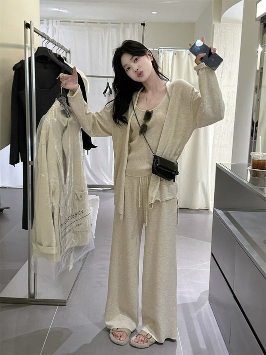 // 超氣質背心+外套+褲三件套