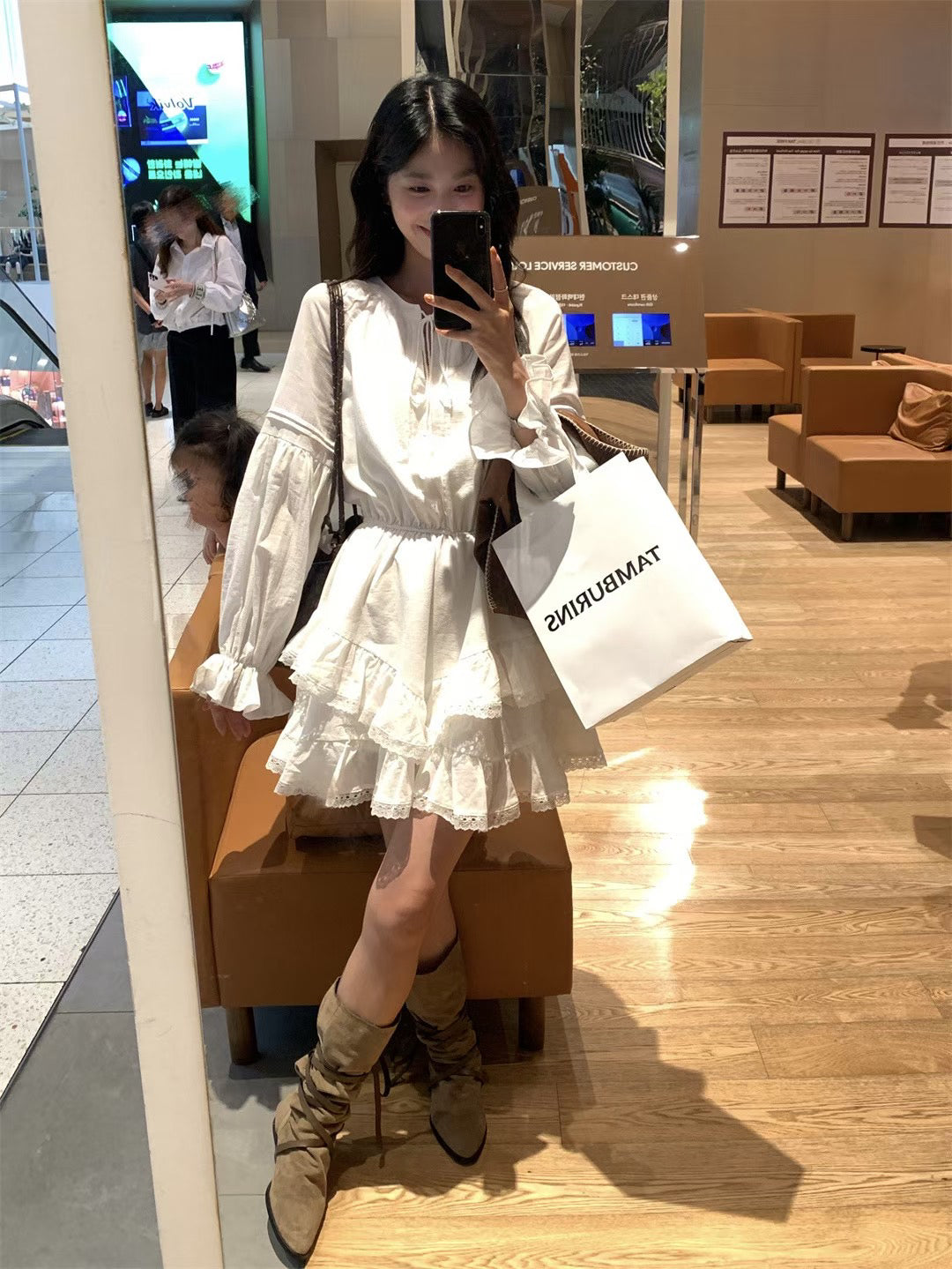 // 超美lace邊荷葉綁帶OPS