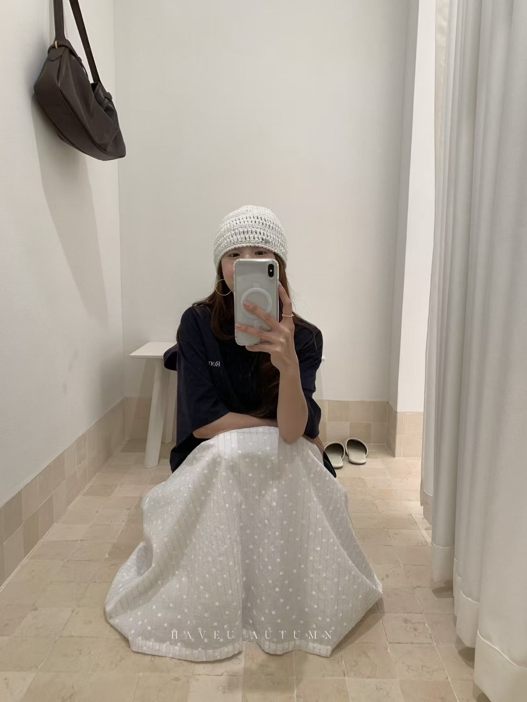 // 留意細節超美的鈎花中裙