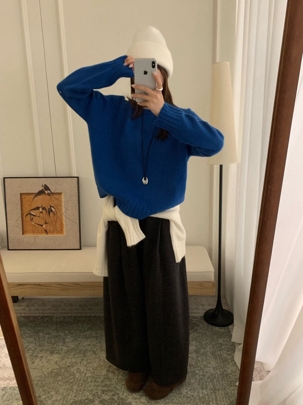 // 10%兔絨麻花衣擺+袖口套頭毛衣