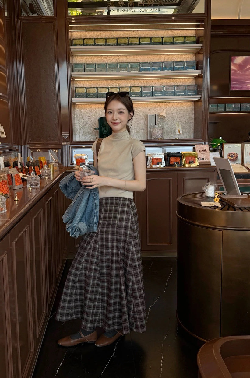 S22/ 格紋小魚尾顯瘦中裙