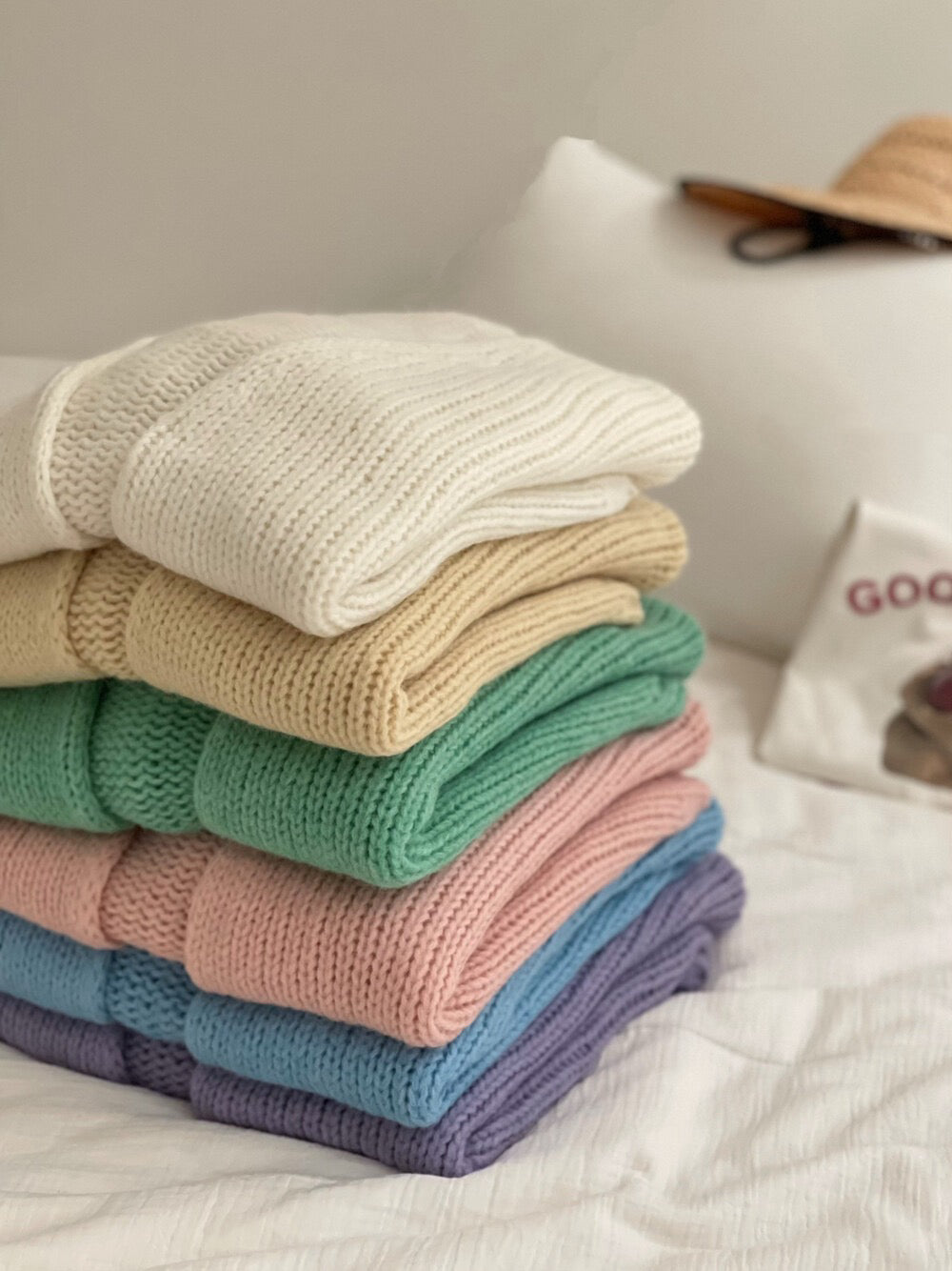 // 12%wool慵懶束袖口疏針CD