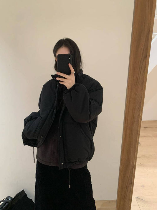 // 極簡風小立領薄夾棉外套