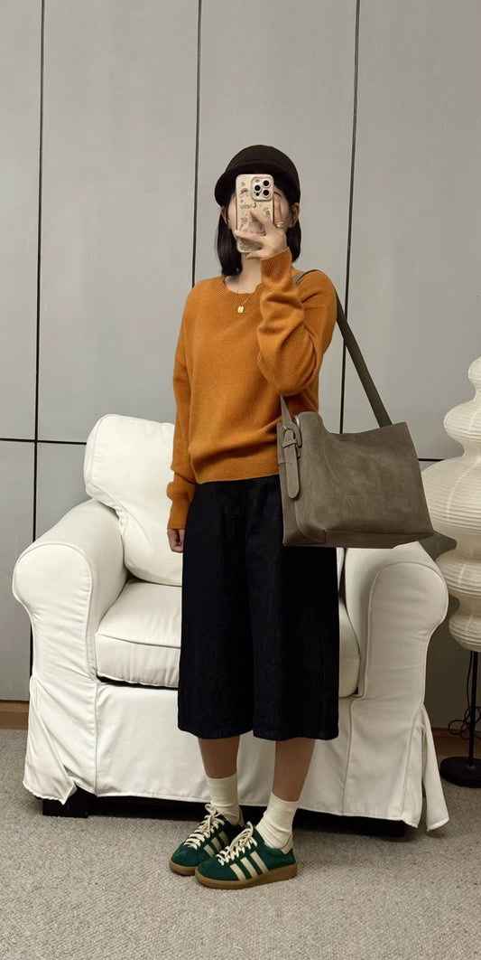 // 復古配色真皮平底運動鞋