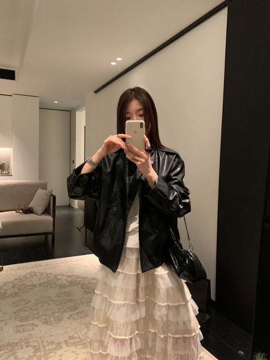 ☕️ 帥氣啞光質感立領彷皮外套