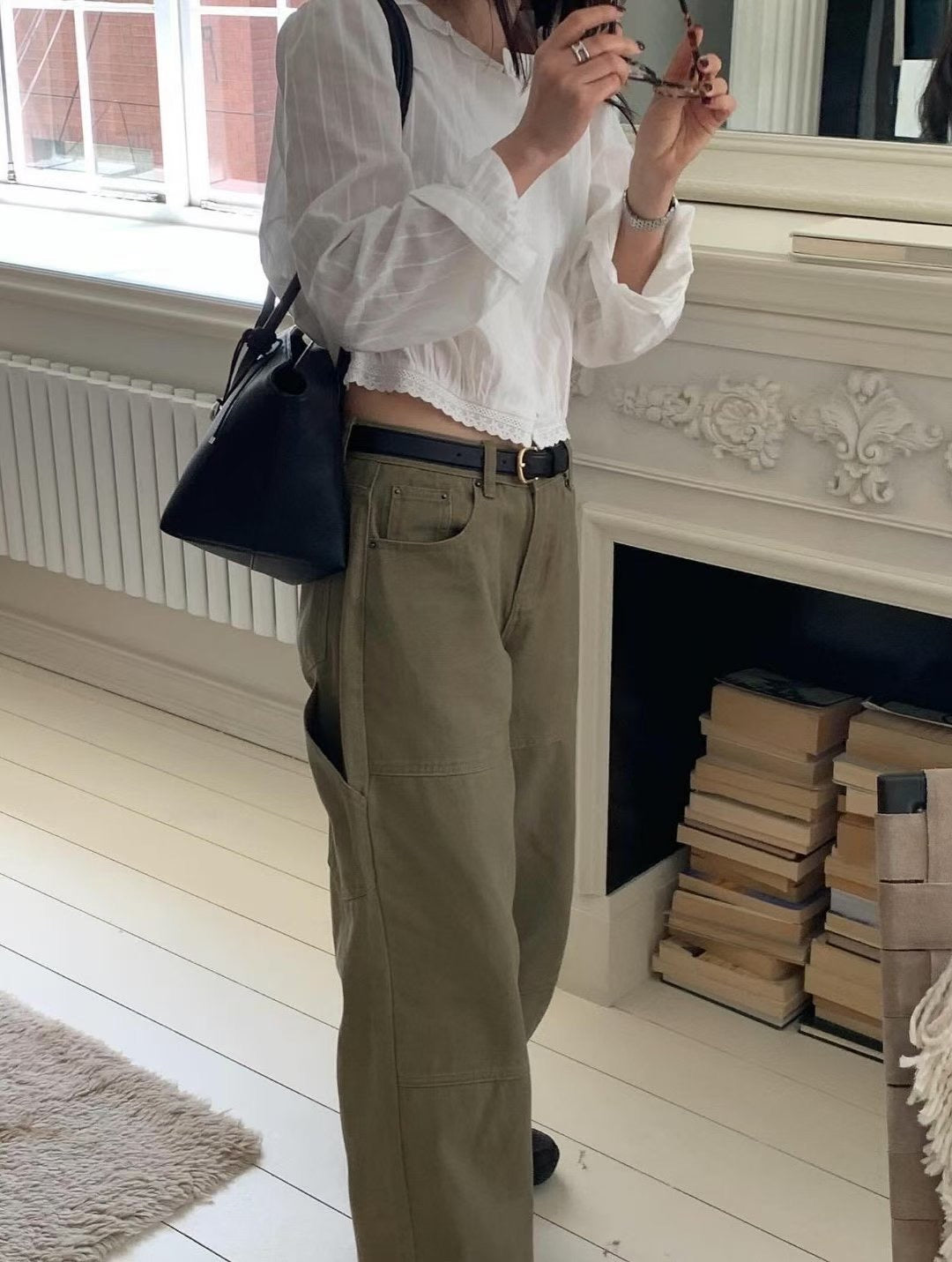 // 100%cotton工裝風側口袋牛仔褲
