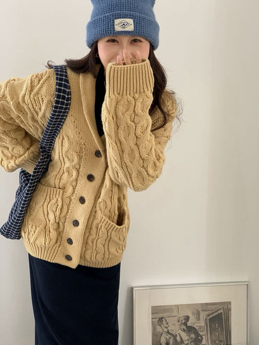 // 慵懶感麻花翻領中長CD