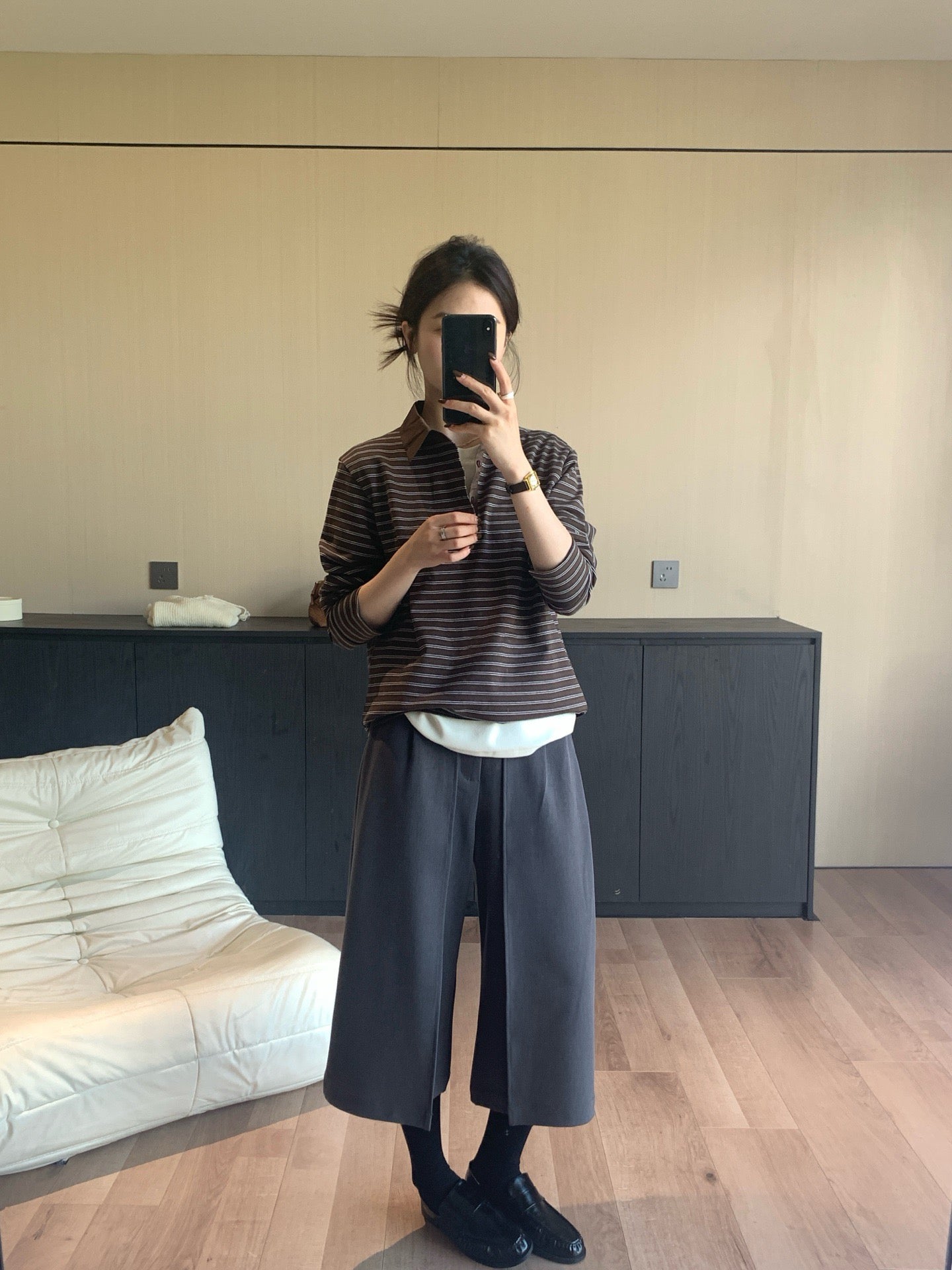 // 設計感不規則雙層七分西褲