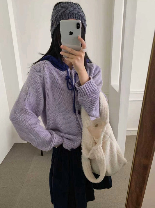 // 拼接撞色鈎花針織帽CD