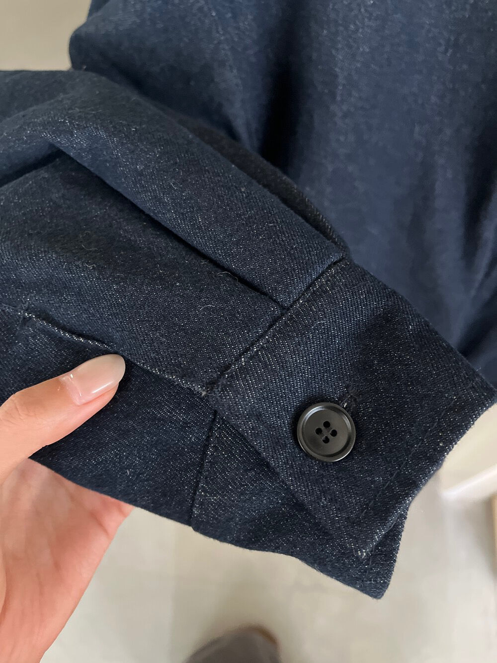 // 復古感翻領羊羔毛牛仔棉外套