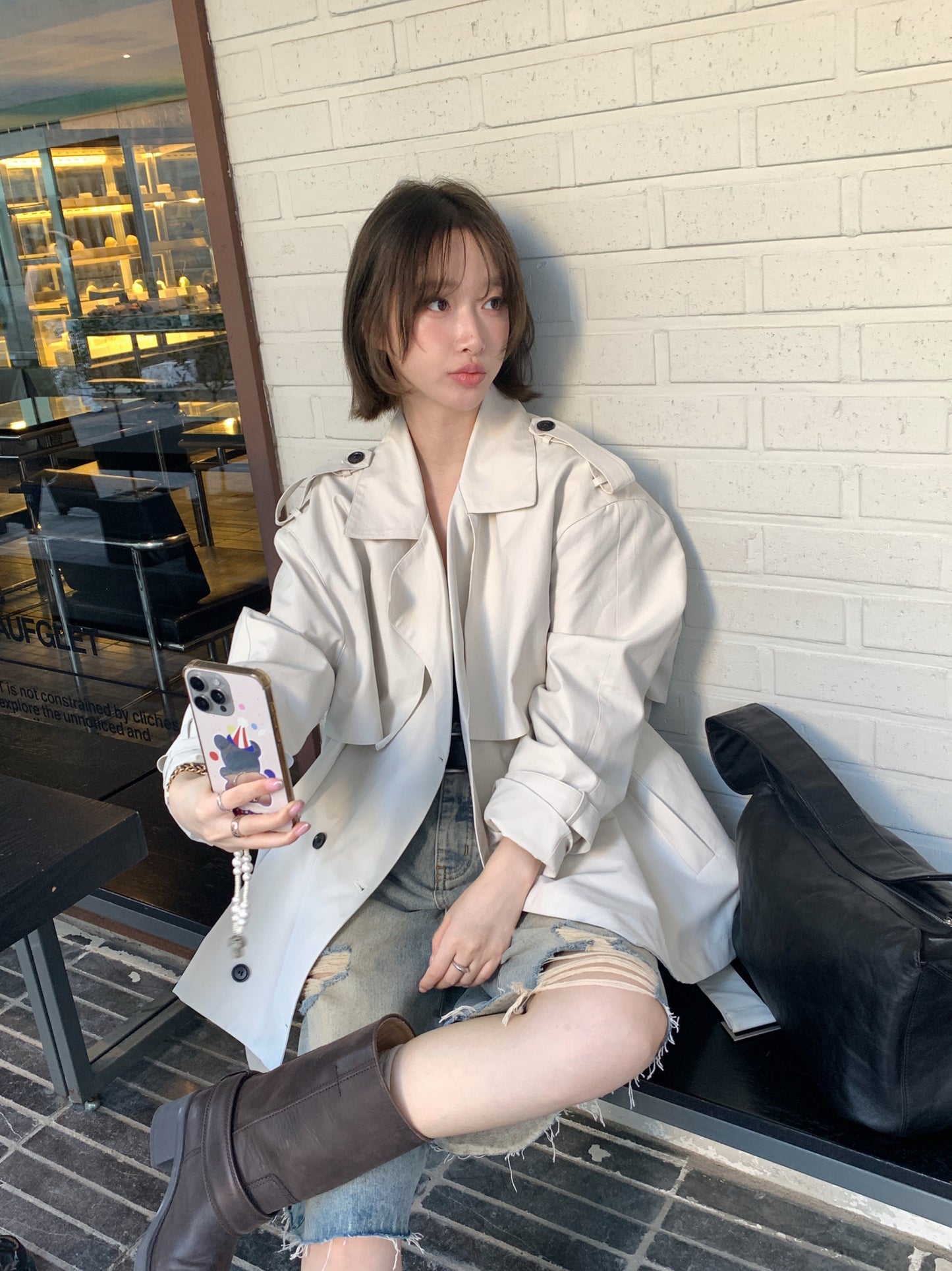 // 經典雙排扣中長款trench coat
