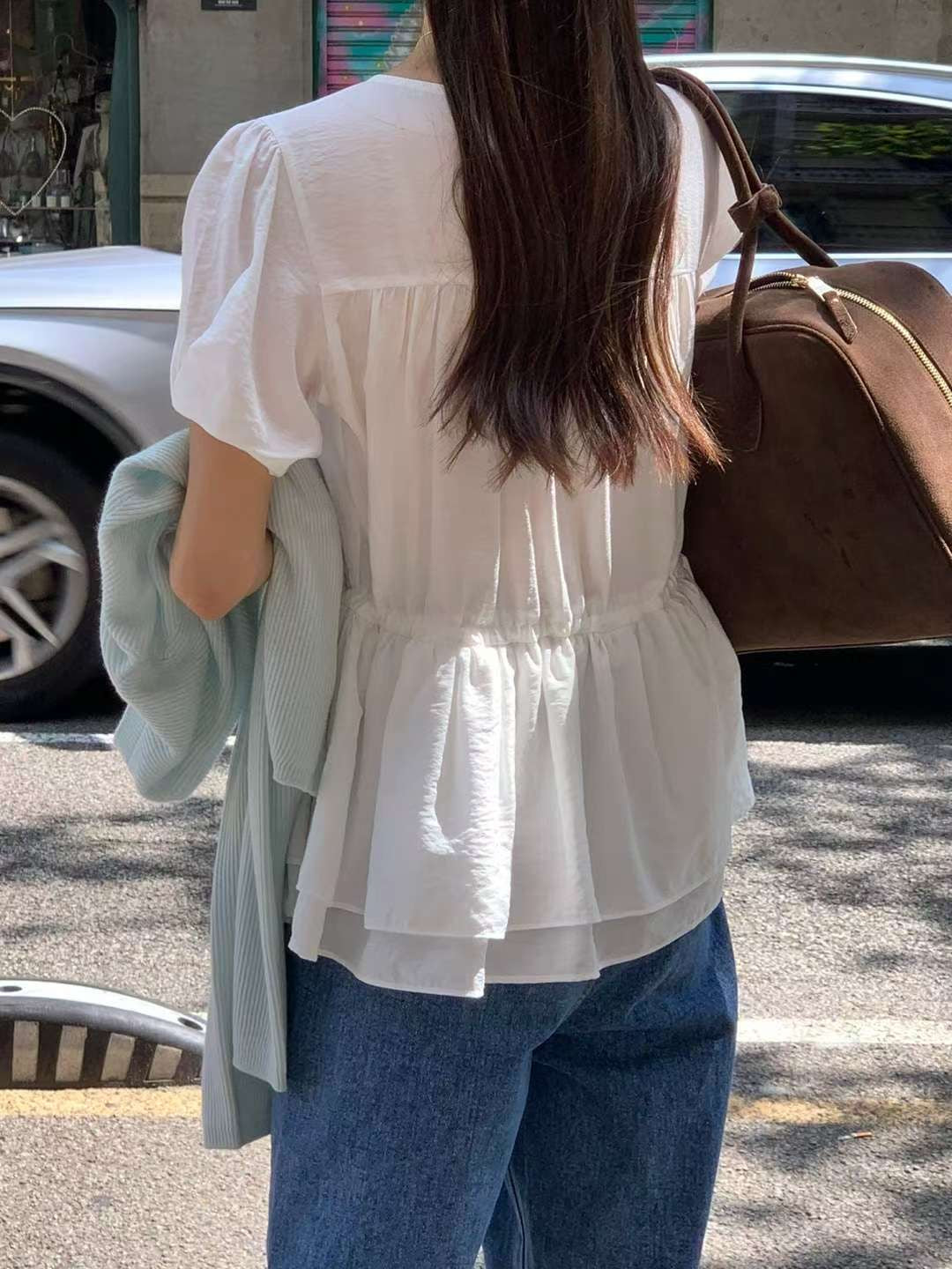 // 微光感雙層腳束繩腰BL
