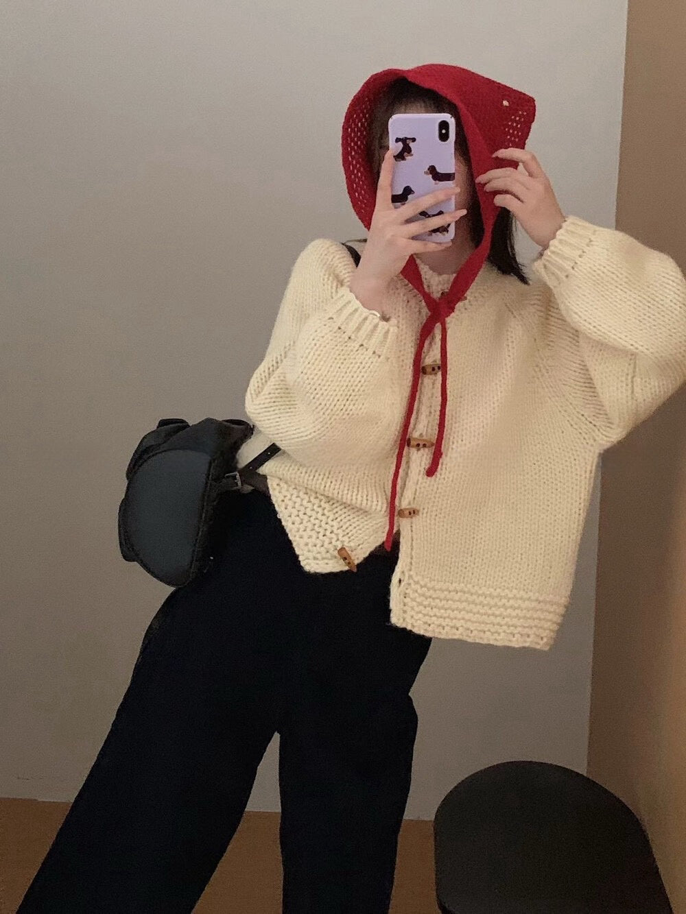 // 30%綿羊毛粗針牛角鈕CD