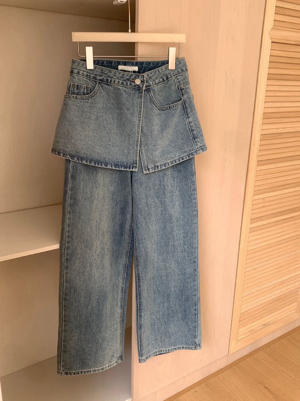 // 連可拆裙簾真兩件牛仔褲