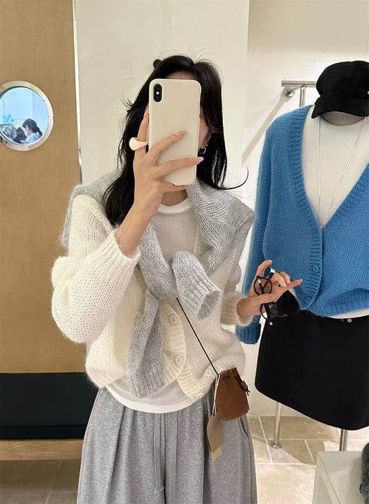 // 柔光馬海毛深V領CD