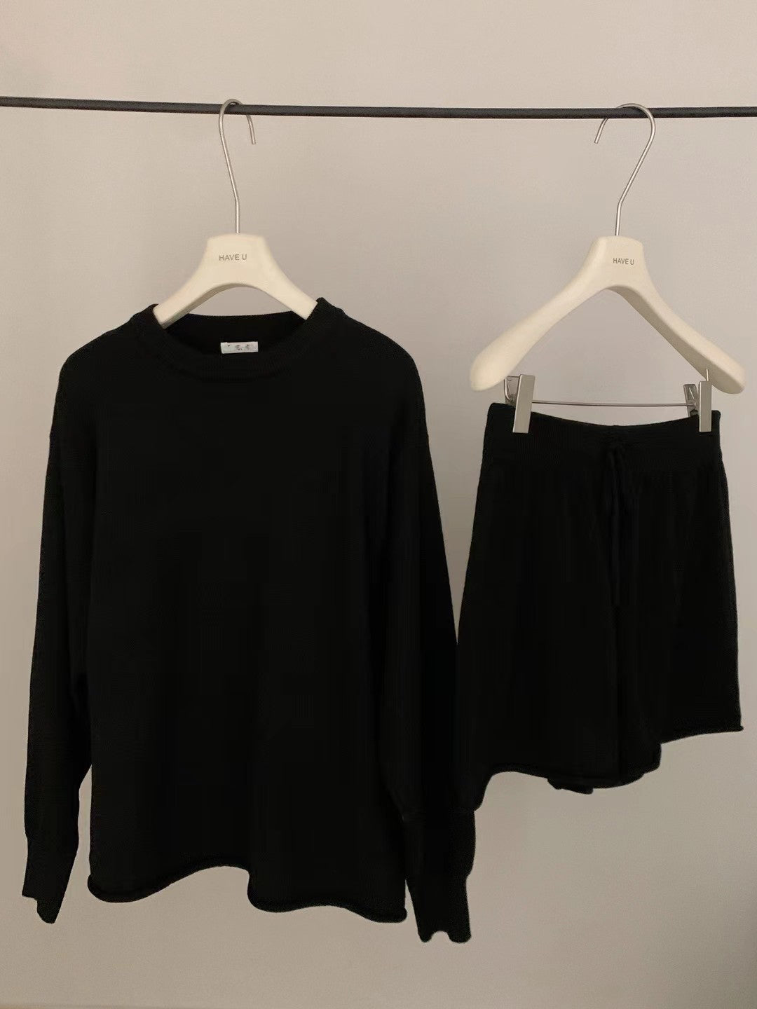 // 慵懶感毛衣+短褲套裝