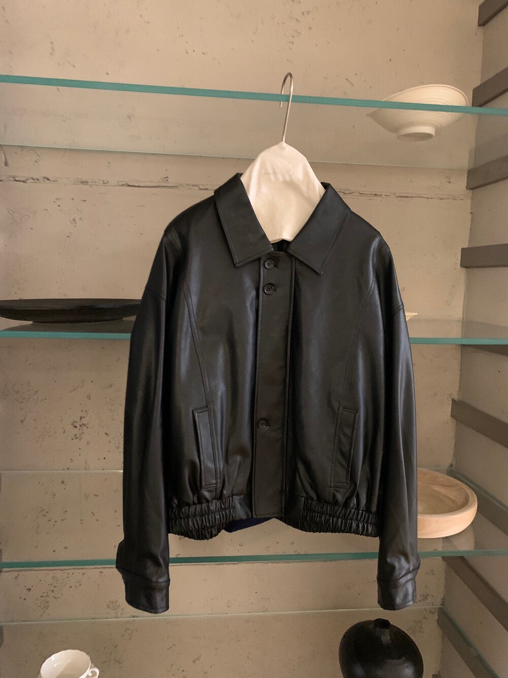 // 簡約氣質啞光彷皮外套