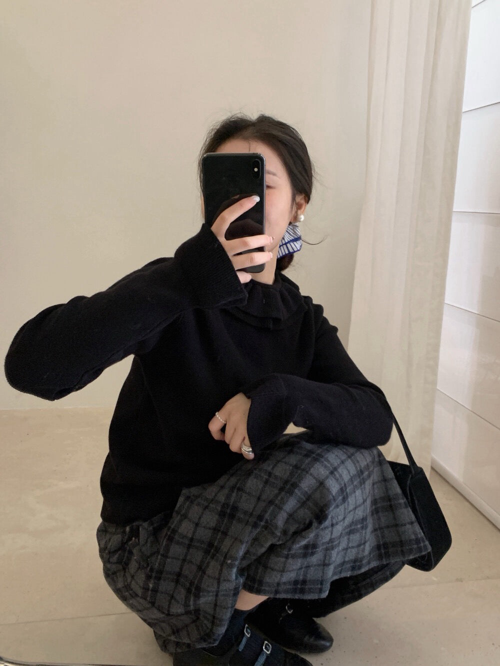 // 法式雙層花邊領+袖針織上衣