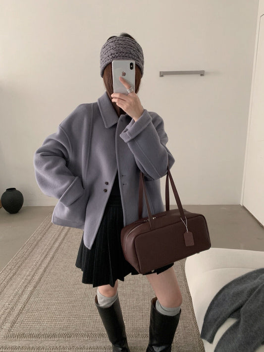 // 軟而不塌100%雙面羊毛特別鈕扣handmade外套