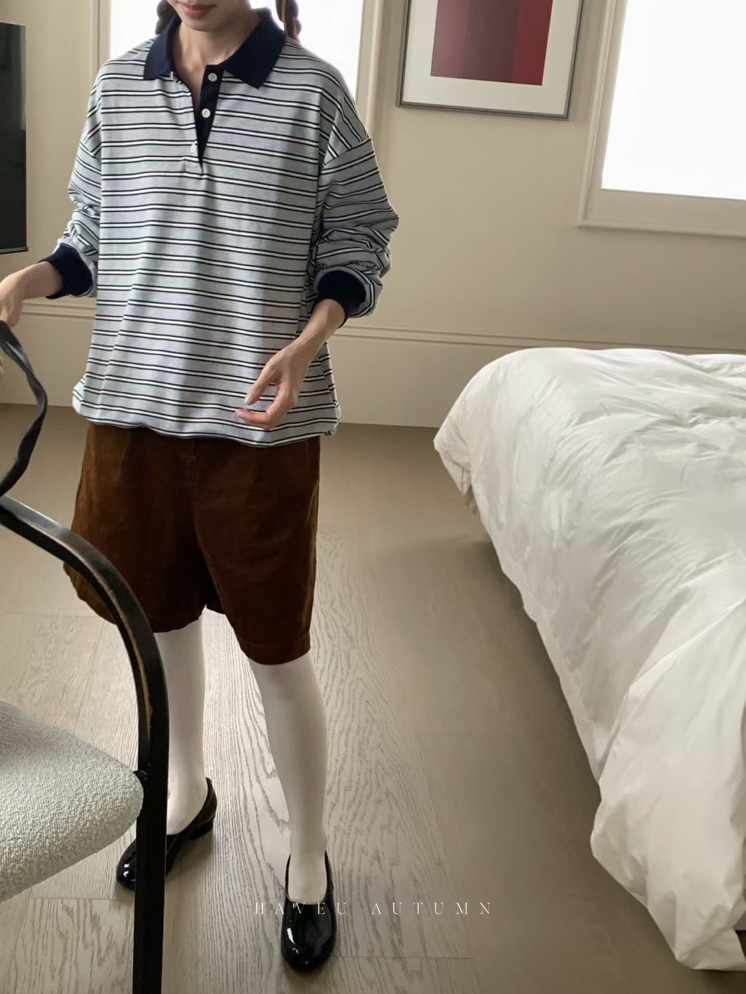 // 隨性慵懶撞色間polo上衣