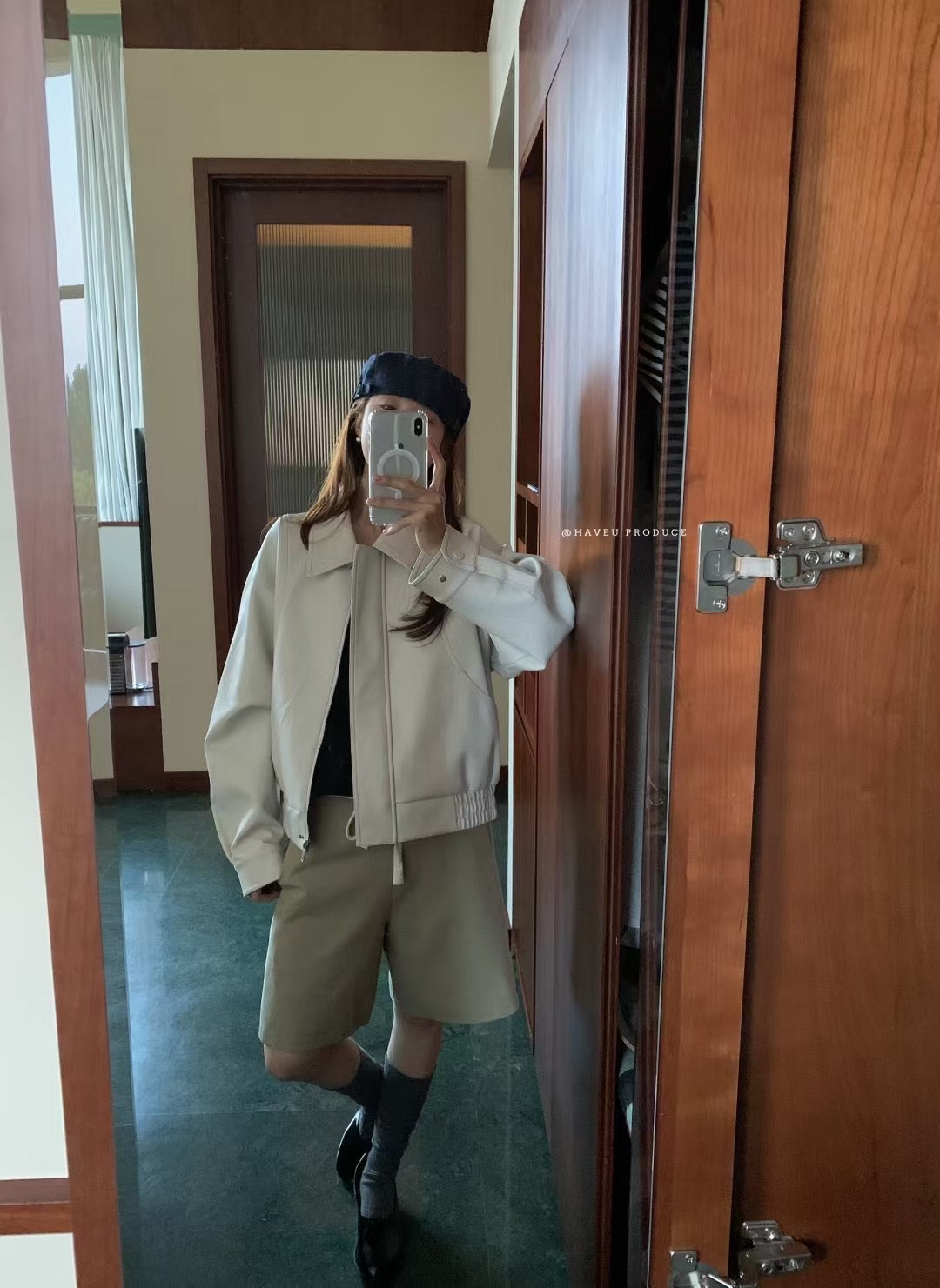 // 秋天必備超帥高質彷皮外套