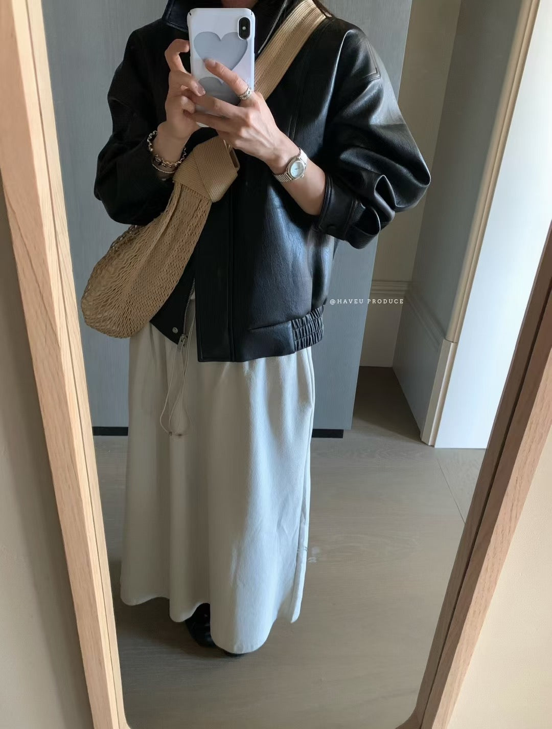 // 秋天必備超帥高質彷皮外套