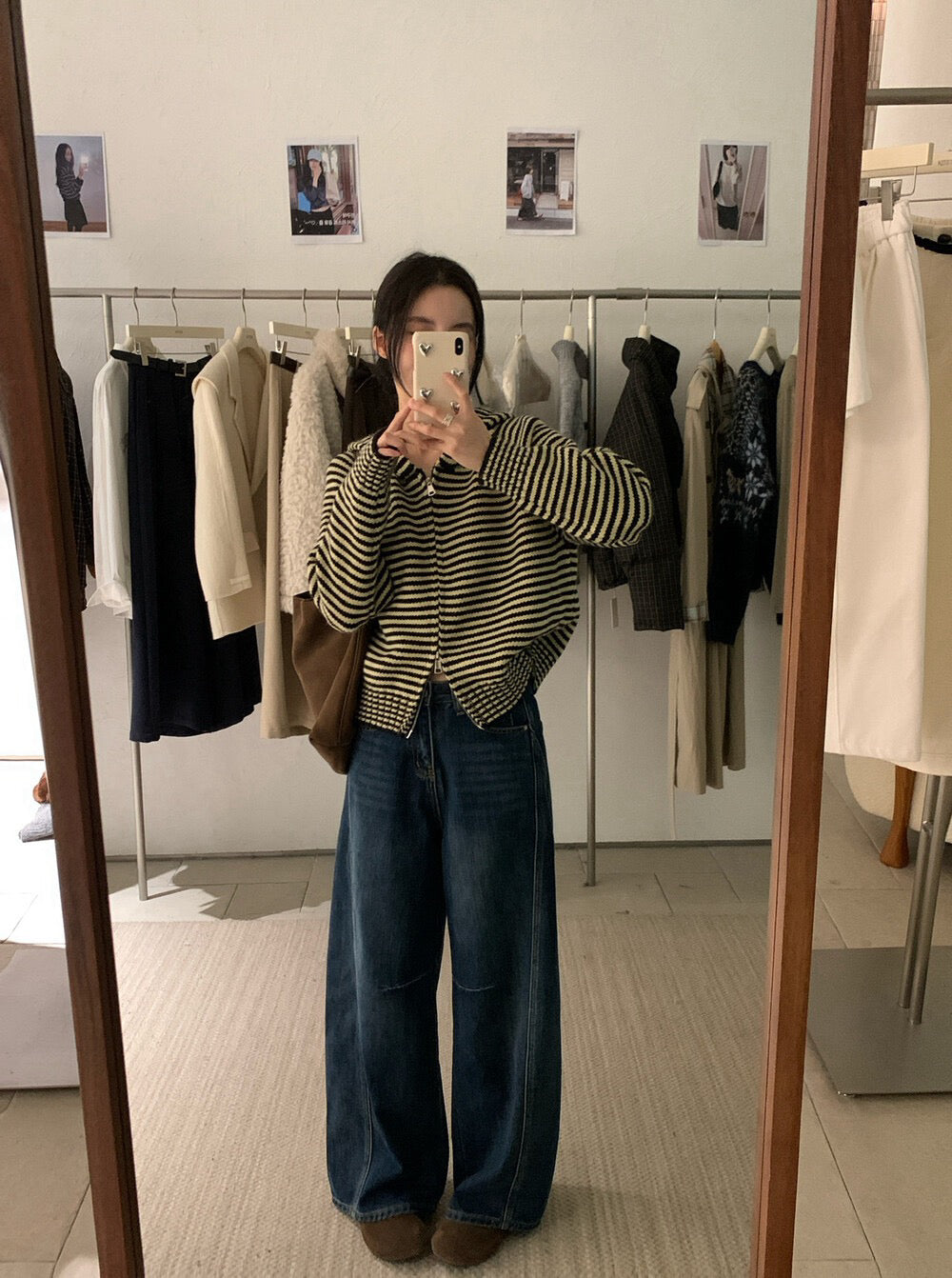 // 軟糯雙拉鍊細間條連帽CD