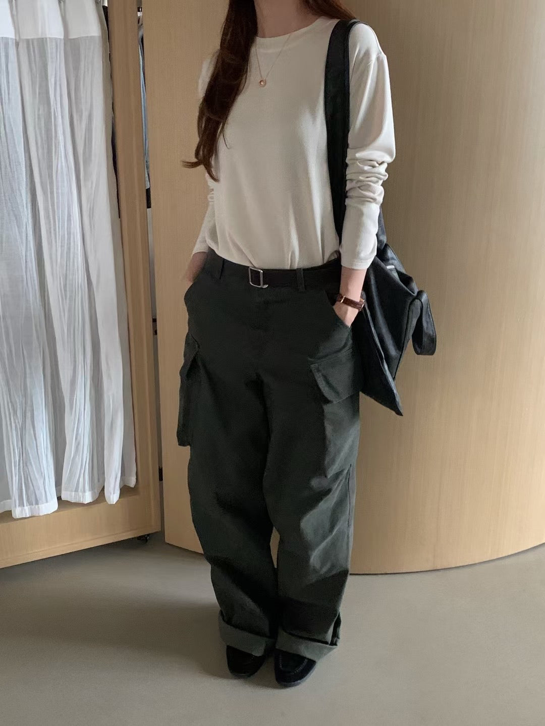 // 必包的高級感磨毛親膚長袖打底TEE