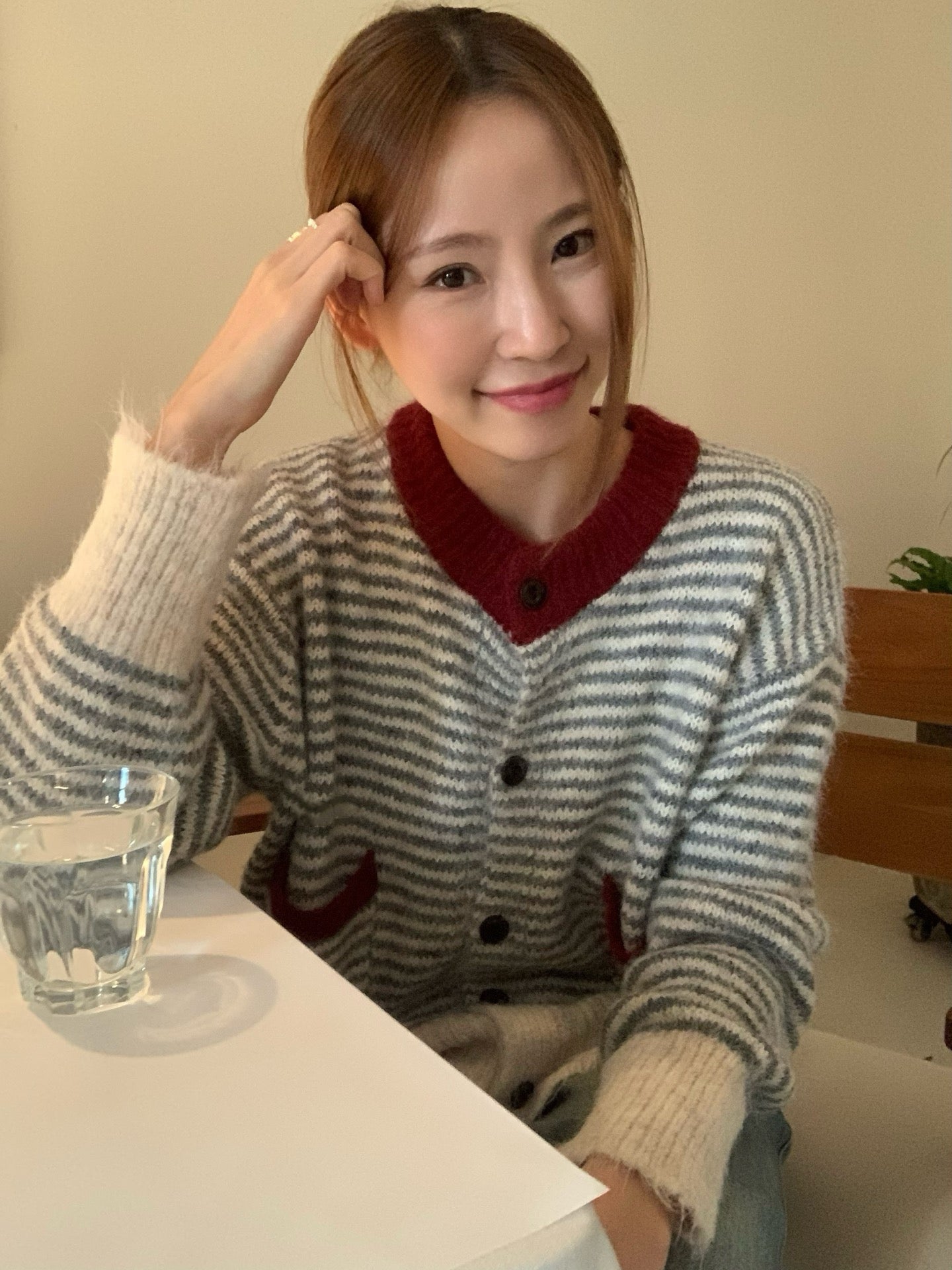 (部分現貨) // 溫柔毛絨感撞色衣擺間條CD