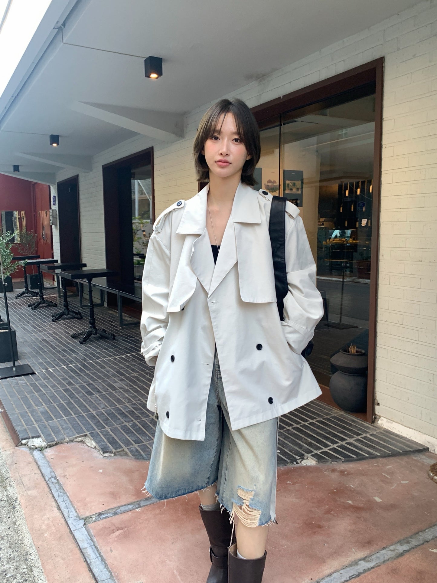 // 經典雙排扣中長款trench coat