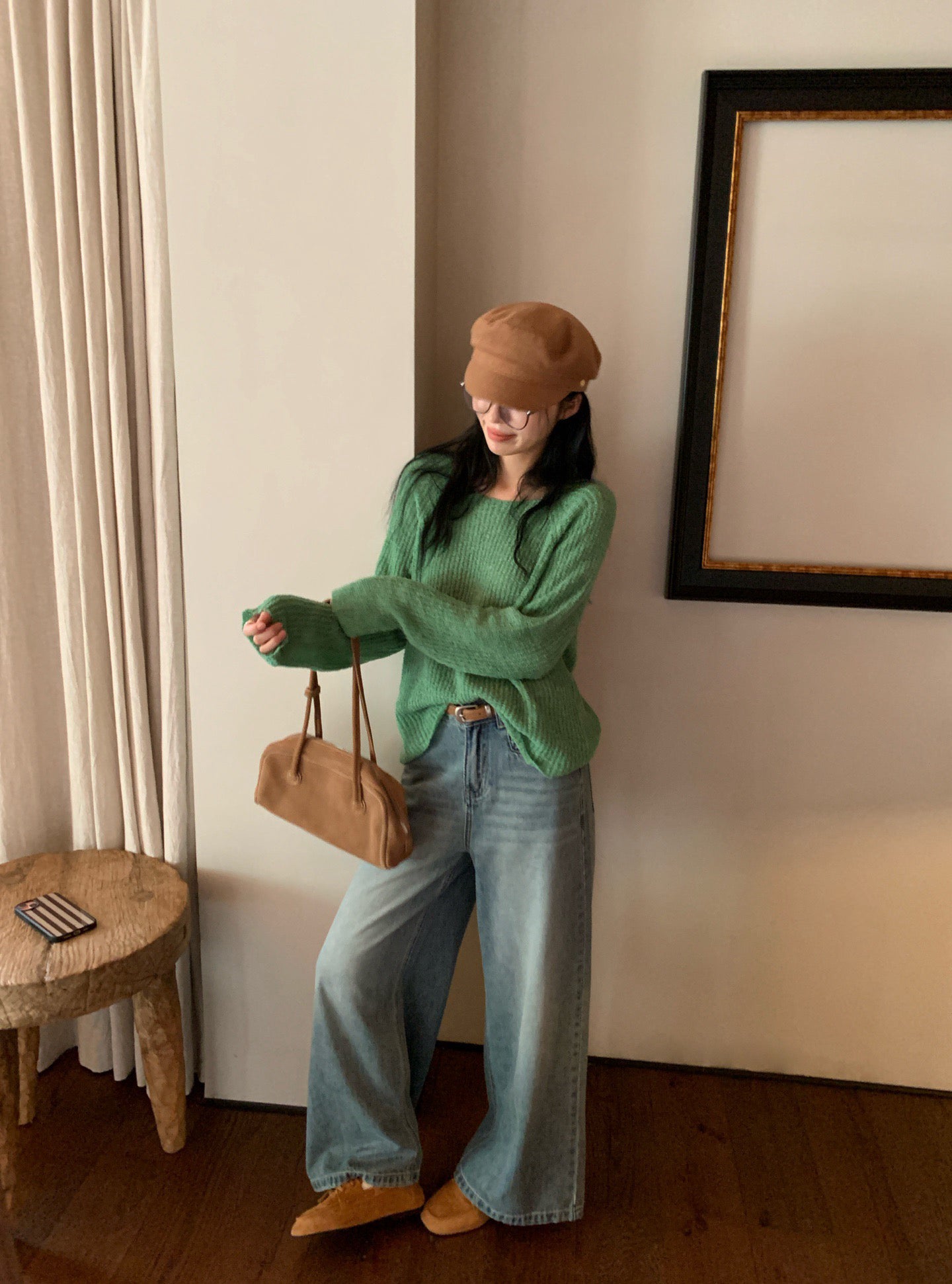 // 復古洗水色直筒牛仔褲