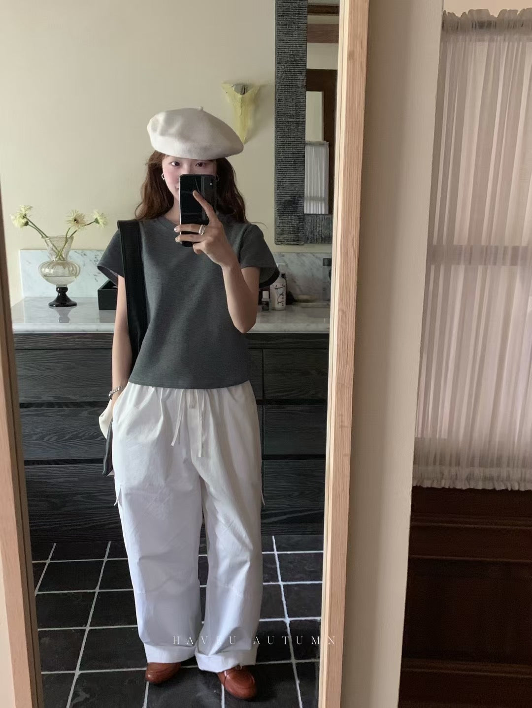// 休閒感滿滿橡筋腰口袋工裝褲